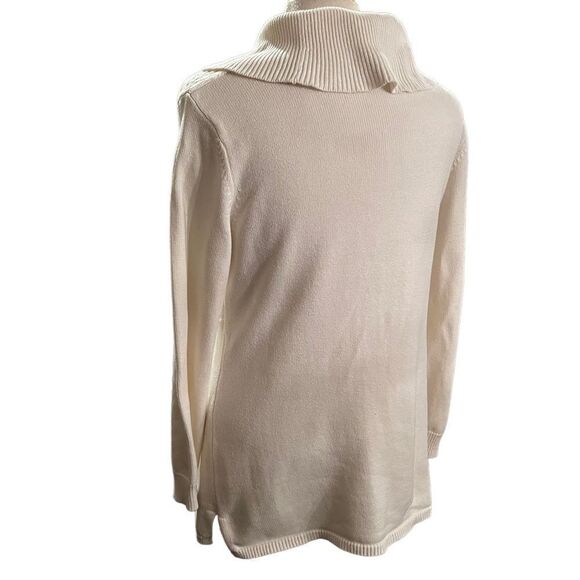 Karen Scott Sweater White Cableknit Cowl Neckline size Medium - Picture 4 of 9